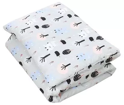 Детский комплект пуховых одеял с рисунком ТупТам всесезонный пуховый подушка плоская подушка 2 предм., цвет: олень/ежик/серый, размер: 135х100 см TupTam