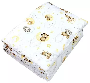 Детский комплект пуховых одеял с рисунком ТупТам, всесезонное одеяло, пуховое одеяло, плоская подушка, 2 шт., цвет: животные/звезды/серый, размер: 135 х 100 см TupTam