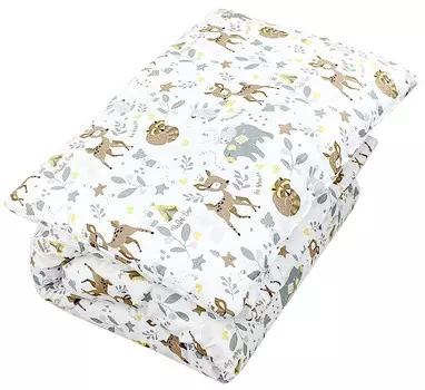 Детский комплект пуховых одеял с рисунком ТупТам, всесезонное одеяло, пуховое одеяло, плоская подушка, 2 предмета, цвет: дикие животные, размер: 135 х 100 см TupTam