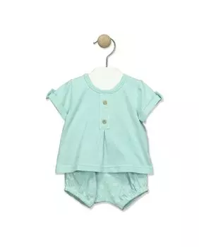 Детский комплект с короткими рукавами с крабовым принтом BABID, бирюзовый