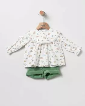 Детский комплект с медведем - зеленый Coco Acqua, зеленый