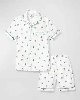 Детский комплект шорт из двух предметов с принтом Shamrocks, размер 6M–14 Petite Plume, цвет Green