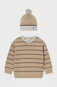 Детский комплект - свитер и шапка. Mayoral, бежевый