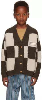 Детский коричнево-бежевый кардиган в клетку The Campamento