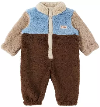 Детский коричневый и серый комбинезон в стиле колор-блок TINYCOTTONS