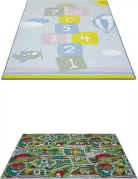 Детский ковер Andiamo "Дуо", прямоугольный, игровой коврик, уличный ковер, двусторонний, надувной матрас 133х190 см, цвет multi