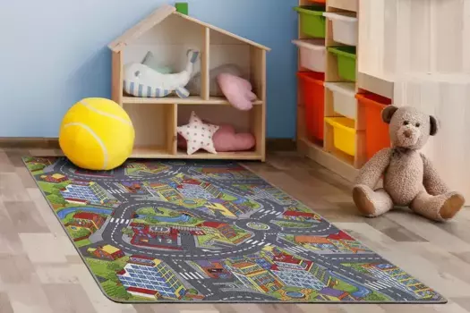 Детский ковер Andiamo "Улица", прямоугольный, уличный игровой ковер, ширина улицы: 8,5 см, детская комната 133х175 см, цвет multi