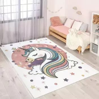 Детский ковер Carpet City "ANIME 925", прямоугольный, современный ковер для детской комнаты с луной 190х280 см, цвет creme