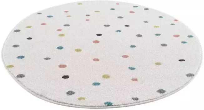 Детский ковер Carpet City "Аниме 9396", круглый, игровой коврик, разноцветный горошек, мягкий ворс, прост в уходе, детская комната 120 см, цвет creme