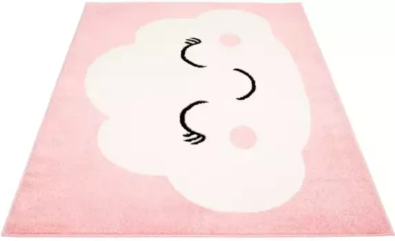Детский ковер Carpet City "Bubble Kids 1324", прямоугольный, игровой коврик, облако, мягкий ворс, легкий уход, детская комната 140х200 см, розовый