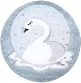 Детский ковер Carpet City "Bueno Kids 1315", круглый, игровой коврик, лебедь, 3D-эффект, мягкий ворс, прост в уходе 120 см, синий