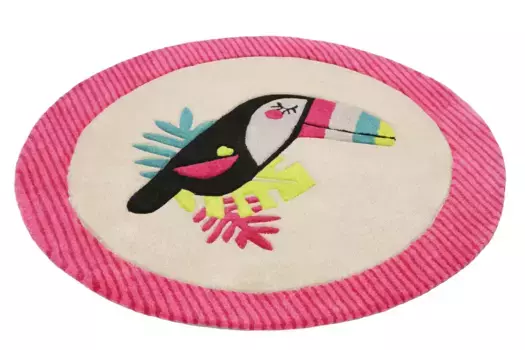 Детский ковер Esprit "E-Toucan", круглый, особенно мягкий, мотив Тукан 100 см, розовый