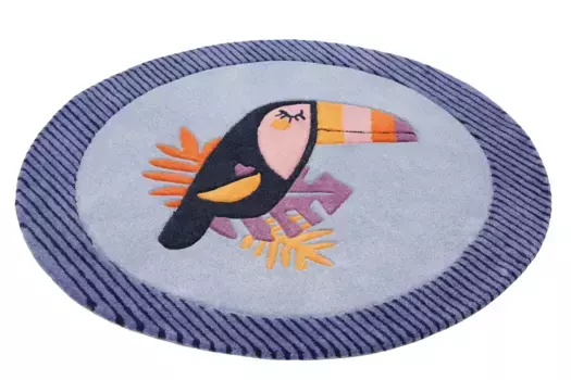 Детский ковер Esprit "E-Toucan", круглый, особенно мягкий, мотив Тукан 100 см, синий