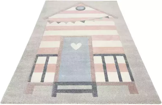 Детский ковер Esprit "Морской замок ESP-21072", прямоугольный, короткий ворс, морской дизайн, пляжный замок 200х290 см, серый