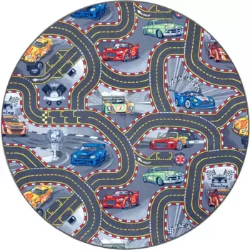 Детский ковер HANSE Home "Детский игровой коврик", прямоугольный, короткий ворс, детская комната, ковер, машина, улицы, спальня 133 см, серый
