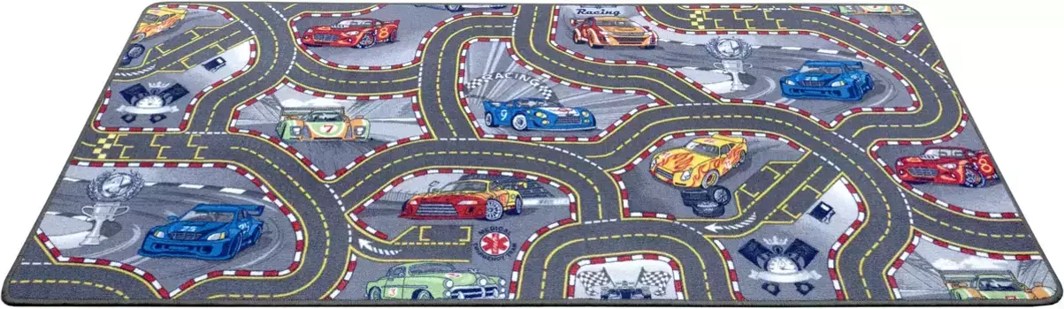 Детский ковер HANSE Home "Детский игровой коврик", прямоугольный, короткий ворс, детская комната, ковер, машина, улицы, спальня 200х300 см, серый