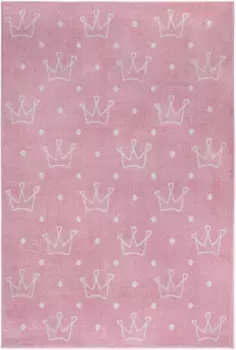 Детский ковер HANSE Home "Короны приключений", прямоугольный, игровой коврик, мягкий, детская комната, короткий ворс, игровой коврик, ковер 120х170 см, розовый
