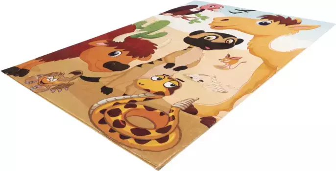 Детский ковер Obsession "My Juno 470", прямоугольный, игровой коврик, животный мотив, детская комната 120х170 см, бежевый