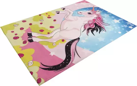 Детский ковер Obsession "My Juno 474", прямоугольный, игровой коврик, мотив единорога, детская комната 120х170 см, цвет ros