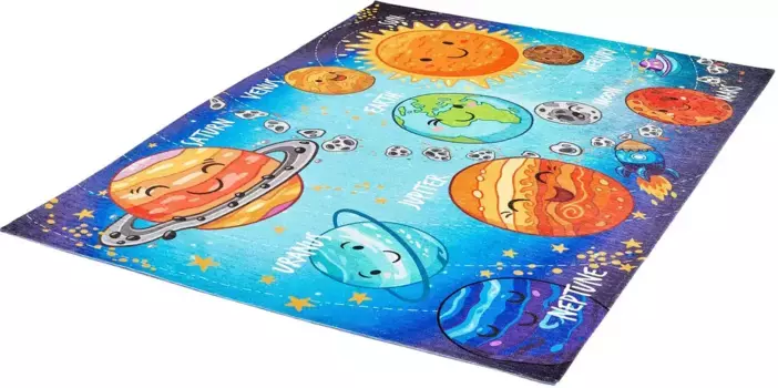 Детский ковер Obsession "My Torino Kids 230", прямоугольный, космический мотив, детская комната 80х120 см, синий