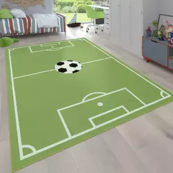 Детский ковер Paco Home "Bino 568", прямоугольный, короткий ворс, игровой коврик, мотив футбольного поля, детская комната 120х160 см, зеленый