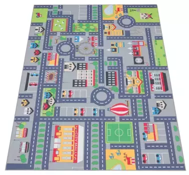 Детский ковер Paco Home "Bino 576", прямоугольный, короткий ворс, уличный игровой ковер, детская комната 100х200 см, серый