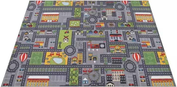 Детский ковер Paco Home "Bino 577", прямоугольный, короткий ворс, уличный игровой ковер, детская комната 160х220 см, серый