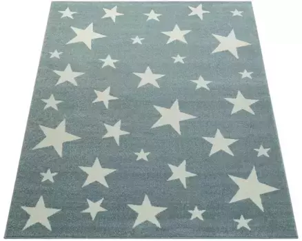 Детский ковер Paco Home "Capri 315", прямоугольный, короткий ворс, звездный мотив, пастельные тона, детская комната 80х150 см, бирюзовый