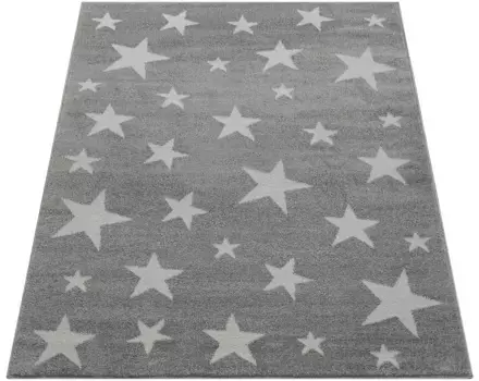 Детский ковер Paco Home "Capri 315", прямоугольный, короткий ворс, звездный мотив, пастельные тона, детская комната 200х280 см, серо-коричневый