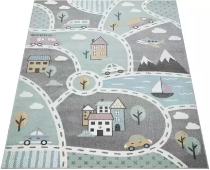 Детский ковер Paco Home "Capri 318", прямоугольный, уличный игровой ковер, детская комната 120х170 см, зеленый