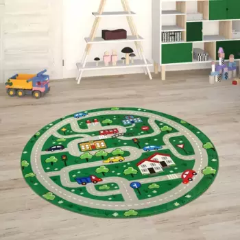 Детский ковер Paco Home "Chicos 559", круглый, плоского плетения, уличный игровой ковер, детская комната 80 см, зеленый