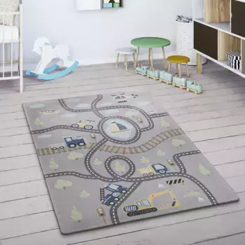 Детский ковер Paco Home "Chicos 562", прямоугольный, плоского переплетения, уличный игровой ковер, детская комната 80х150 см, серый
