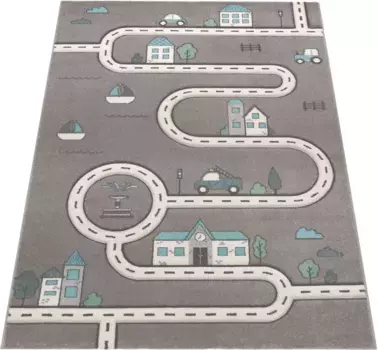 Детский ковер Paco Home "Diamond 710", прямоугольный, короткий ворс, уличный игровой ковер, детская комната 200х290 см, серый