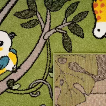 Детский ковер Paco Home "ECE 958", прямоугольный, короткий ворс, мотив милых животных из зоопарка, детская комната 80х150 см, зеленый