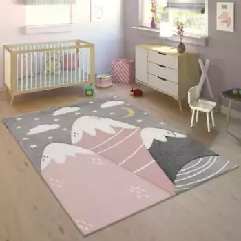 Детский ковер Paco Home "Космо 707", прямоугольный 120х170 см, серый/розовый