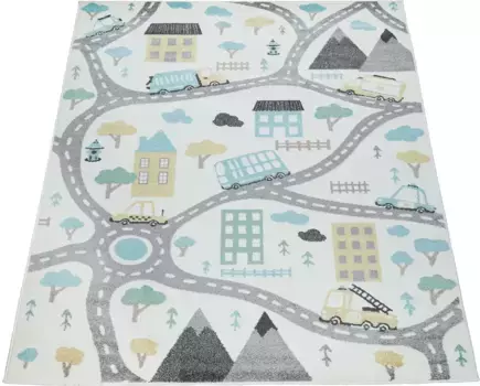 Детский ковер Paco Home "Nino 885", прямоугольный, короткий ворс, уличный игровой ковер, детская комната 120х160 см, цвет creme