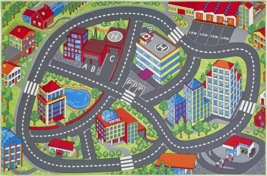 Детский коврик Andiamo "Улица", прямоугольный, коврик для уличных игр, мягкий игровой коврик, нескользящий 140х200 см, цвет multi