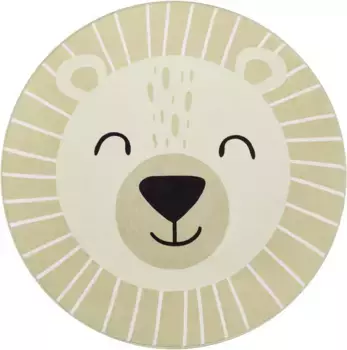 Детский коврик Paco Home "Tosbik 481", круглый, игровой коврик, короткий ворс, мотив медведя, можно стирать, детская комната 120 см, бежевый