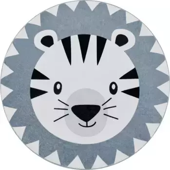 Детский коврик Paco Home "Tosbik 482", круглый, игровой коврик, короткий ворс, мотив тигра, можно стирать, детская комната 100 см, серый