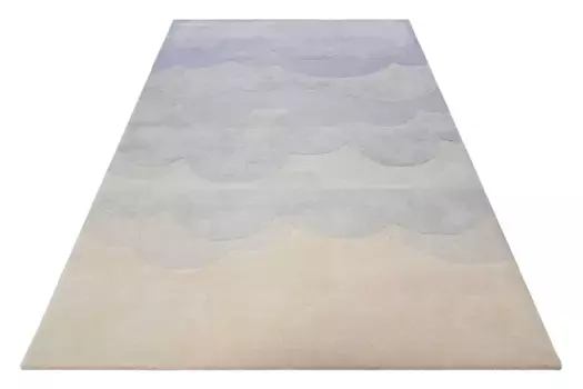 Детский коврик SMART KIDS "Мика", прямоугольный, из натуральных волокон, нежный мотив облаков, пастельные тона, детская комната 150х150 см, синий