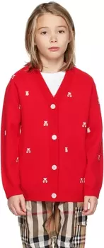 Детский красный кардиган с медвежонком Thomas Burberry