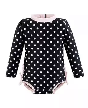 Детский купальник Rashguard для маленьких девочек, черный в горошек, розовый Hudson Baby, розовый
