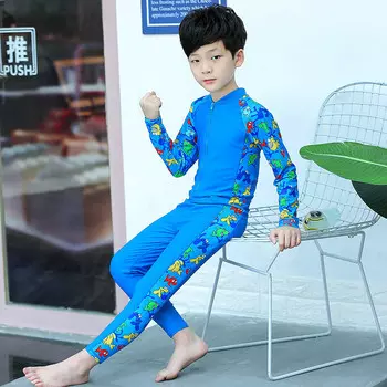 Детский купальник SBART цельный детский купальник для мужчин и женщин с длинными рукавами для защиты от солнца детский купальник для маленьких, средних и больших размеров ДЕТСКИЙ светло-голубой L