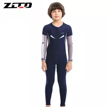Детский купальник SBART ZCCO, гидрокостюм для мальчика, цельный купальник для подводного плавания и серфинга с длинными рукавами, синий — обратите внимание на размер при размещении заказа
