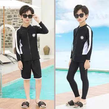 Детский купальник Shark Bart, летний цельный теплый купальник для мальчиков среднего размера, черный, мужской, модель M-3XL SBART