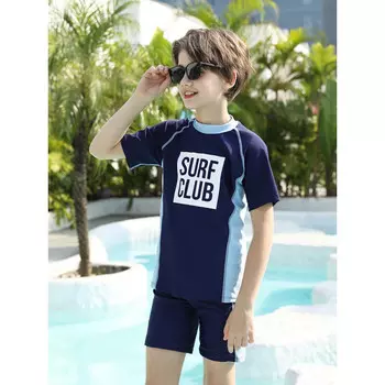 Детский купальник Shark Bart, подростковый, раздельный купальник для мальчиков, быстросохнущий высокоэластичный костюм для мальчиков, темно-синий 140-170 SBART