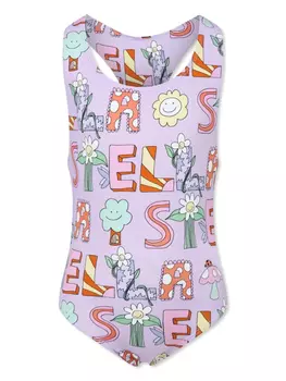 Детский купальник Stella McCartney с надписью «Lettering Print» Stella McCartney Kids, фиолетовый