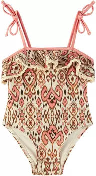 Детский купальник Wylie Frill розового и бежевого цвета ZIMMERMANN