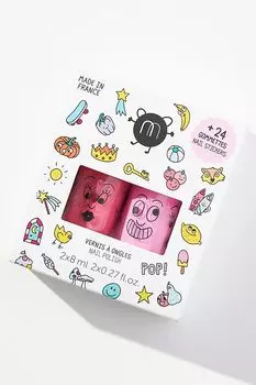 Детский лак для ногтей Nailmatic и набор наклеек, розовый