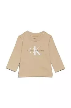 Детский лонгслив Calvin Klein Jeans, бежевый